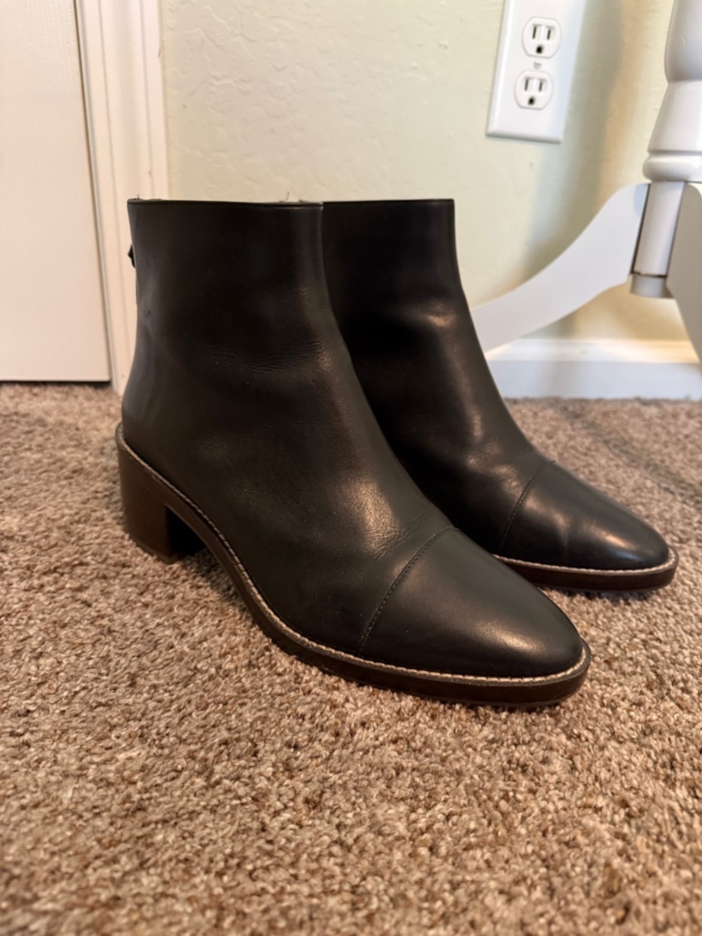 Cole Haan Women's Waterproof Black Leather Ankle Boots - Classic Block Heel
